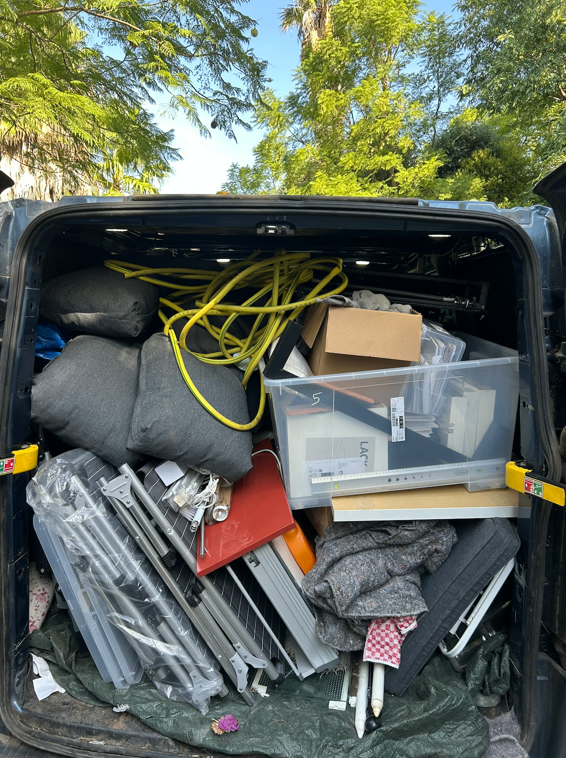 Full van of household items removed from an Almancil villa