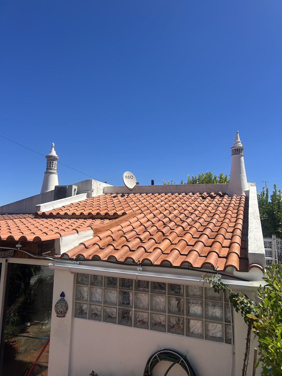 Algarve villa terracotta roof tiles restored after professional soft washing